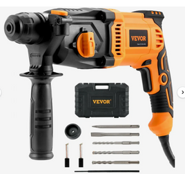 VEVOR Rotary Hammer Drill Corded Drills 1" 4 Modes SDS-Plus Chipping Hammers