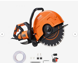 VEVOR Electric Concrete Saw, 16 in, 3200 W 15 A Motor Circular Saw Cutter with Max. 6 in Adjustable Cutting Depth, Wet Disk Saw Cutter Includes Water Line, Pump and Blade, for Stone, Brick