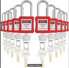 VEVOR Lockout Tagout Locks Set, 10 PCS Red Safety Lockout Padlocks, with 2 Keys Per Lock, OSHA Compliant Lockout Locks, Lock Out Tag Out Safety Padlocks for Electrical Lockout Tag Out Kits