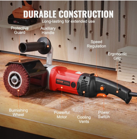 VEVOR Burnishing Polishing Machine 1200W 6-Speed Electric Metal Polisher 4 Wheel