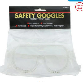 HBC SP98830 Clear Safety Goggles w/ Poly Carbonate Lenses Adj Elastic Headband