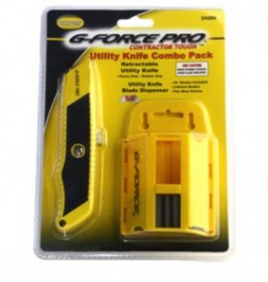 G-FORCE 24286 UTILITY KNIFE & 50PC BLADE DISPENSER COMBO