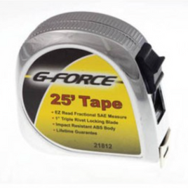 G-FORCE 21812 25' X 1" CHROME FINISH TAPE MEASURE