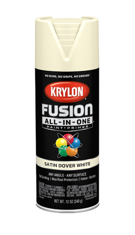 Krylon K02737007 12oz Satin Dover White Fusion All-In-One Spray Paint