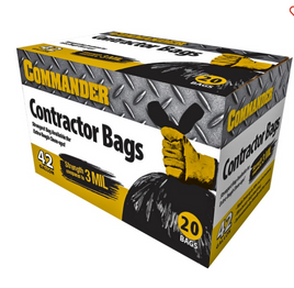 Aluf CONT20EV 42-Gallon 20ct Black Contractor Cleanup Bag (Compares to a 3mil)