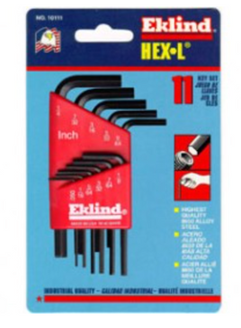 EKLIND 10111 .050-1/4" HEX-L 11PC SHORT KEY INCH SET IN MOLDED PLASTIC HOLDER