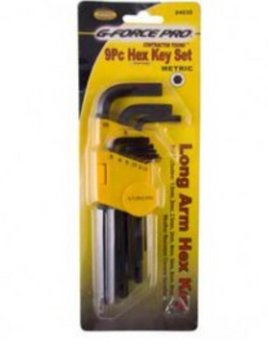 G-FORCE 24035 9 PC HEX KEY SET LONG L SHAPED METRIC 1.5MM TO 10MM