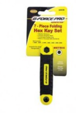 G-FORCE 24038 7 PC FOLDING HEX KEY SET ERGO GRIP HANDLE METRIC 1.5MM TO 6MM