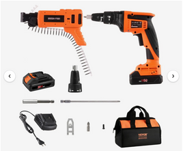 VEVOR Drywall Screw Gun Auto-Feed, 20V Max Collated Drywall Screwgun, 4200RPM Brushless Cordless Drywall Gun Kit with 2 Battery Packs, Charger, Belt Clip, Tool Bag, Screw Length and Depth Adjustable