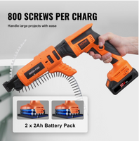 VEVOR Drywall Screw Gun Auto-Feed, 20V Max Collated Drywall Screwgun, 4200RPM Brushless Cordless Drywall Gun Kit with 2 Battery Packs, Charger, Belt Clip, Tool Bag, Screw Length and Depth Adjustable