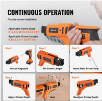 VEVOR Drywall Screw Gun Auto-Feed, 20V Max Collated Drywall Screwgun, 4200RPM Brushless Cordless Drywall Gun Kit with 2 Battery Packs, Charger, Belt Clip, Tool Bag, Screw Length and Depth Adjustable