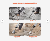 VEVOR Demolition Jack Hammer, 2200W 1400 BPM Jack Hammer Concrete Breaker, Heavy Duty Electric Jack Hammer 6pcs Chisels Bit with Gloves, 360°C Swiveling Front Handle for Trenching and Breaking Holes