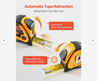 VEVOR Tape Measure 25 ft Length, Measuring Tape with Retractable, Imperial and Metric ft/m Dual-Scale & ABS Case & Easy Read Steel Measurement Tool,for Outdoor,Decoration