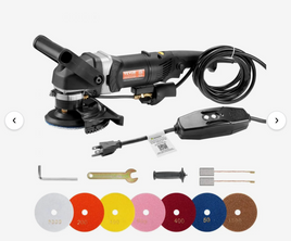 VEVOR Wet Polisher 800W, 4" Concrete Grinder with 6 Variable Speed and 7 Polishing Kits, Wet Grinder Machine for Marble, Granite, Stone, Rock, Tile, Equipped with a GFCI Switch, (700 - 3000 RPM)