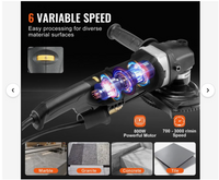 VEVOR Wet Polisher 800W, 4" Concrete Grinder with 6 Variable Speed and 7 Polishing Kits, Wet Grinder Machine for Marble, Granite, Stone, Rock, Tile, Equipped with a GFCI Switch, (700 - 3000 RPM)