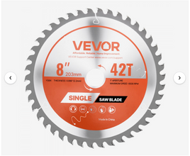VEVOR Circular Saw Blade, 8 inch Diameter, 42 Sharp Alloy Teeth, 1 inch Arbor, Fine Finish, Wood Cutting Blade for Circular Saw, with Noise-Reducing Heat Vents, for Cutting Plywood, OSB, and Hardwood