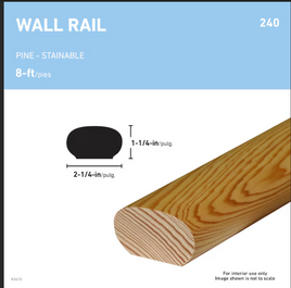 HRP240 Yellow Pine Handrail Rounded Rectangle Unfinished