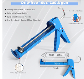 Caulk Gun Kit Smooths No-drip Silicone Caulking Gun and Caulking Tools, Sealant Tools Grout Scraper For Kitchen Bathroom Sink Joint,With Gift Box Works 10OZ Tubes blue