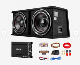 VEVOR Subwoofer Bass Package, 12 in, 1200W RMS, Dual Car Audio Subwoofer and Amp Package, with Loaded Enclosure, Separate Amplifier, and Wiring Kit, for Various Vehicles Trunks, Car Audio Systems