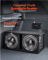 VEVOR Subwoofer Bass Package, 12 in, 1200W RMS, Dual Car Audio Subwoofer and Amp Package, with Loaded Enclosure, Separate Amplifier, and Wiring Kit, for Various Vehicles Trunks, Car Audio Systems