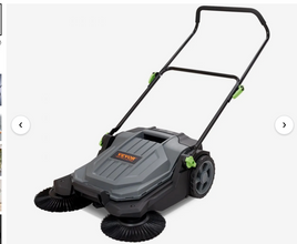 VEVOR Walk-behind Hand Push Floor Sweeper, 25.6" Sweeping Width Floor Sweeper Manual Non-Electric, 5-Gallon Waste Container, Angle & Height Adjustable Folding Handle for Walkway, Yard, Garage, Patio