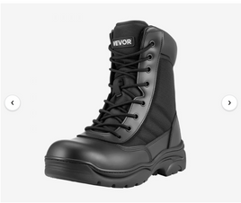VEVOR Men's Military Tactical Boots, 8 inch Combat Hiking Work Boots, Lightweight & Breathable Side Zipper Mens Motorcycle Interceptor Trooper Boot, for Outdoor Security Mountaineering, US Size 11