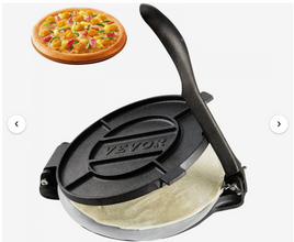 VEVOR Tortilla Press, 8 Inch Tortilla and Roti Maker, Cast Iron Heavy Duty Tortilladora Press, Pre-Seasoned Pataconera Maker with 100 Pcs Parchment Paper, Dough Maker for Flour Tortilla, Tawa, Silver