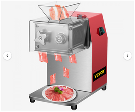 VEVOR Commercial Meat Cutting Machine, 551 Lbs/H 850W Meat Shredding Machine, 3.5mm Blade Electric Meat Cutter, Stainless Steel Restaurant Food Cutter, for Kitchen Supermarket Lamb Beef Chicken, Red