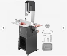 VEVOR Commercial Electric Meat Bandsaw, 550W Stainless Steel Vertical Bone Sawing Machine, 19.1"x15" Workbench, 7.09 Inch Cutting Thickness, Frozen Meat Cutter with Blade for Rib Pork Beef