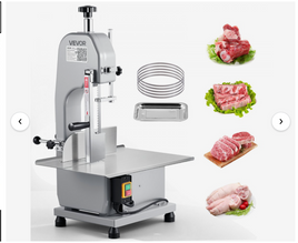 VEVOR Commercial Electric Meat Bandsaw, 650W Stainless Steel Countertop Meat Sawing Machine, Workbench 12.4" x 18.1", 4.33 Inch Max Cutting Thickness, Frozen Fish Cutter for Rib Pork Beef