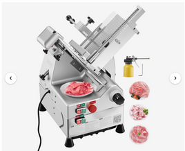 VEVOR Automatic Meat Slicer, 500W, Electric Deli Slicer Machine with 10 inch Sharp 75Cr1 Steel Blade, 0-0.67 inch Adjustable Thickness, 633 RPM Fast Slicing, for Frozen Meat, Cheese, and Bread