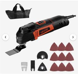 VEVOR Multitool Oscillating Tool, 3Amps Corded Oscillating Multi Tool with 6 Variable Speeds 15000 - 22000 OPM, 3.2° Oscillating Angle, 13PCS Saw Accessories, LED Work Light & Tool Bag