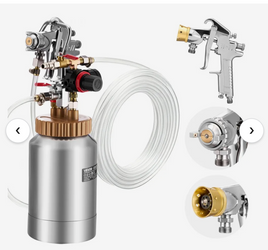 VEVOR Spray Paint Pressure Pot, 0.5 Gal/2 L Pressure Pot Paint Sprayer, φ1.8mm + φ3mm Two Spray Guns Central Pneumatic Sprays Gun with Two 9.8 FT/3 m Hoses for Furniture, Car, Fence, Max 45 Psi