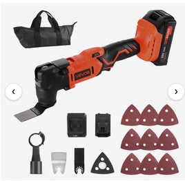 VEVOR Cordless Oscillating Tool, 20V Oscillating Multi Tool Kit with 6 Variable Speeds 8500 - 17000 OPM, 3.2° Oscillation Angle, 2.0Ah Battery Pack & Charger, 12PCS Saw Accessories & LED Work Light