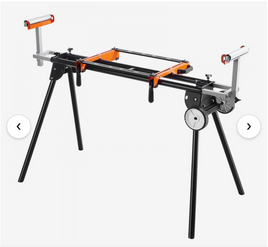 VEVOR Miter Saw Stand, 550lbs Load Capacity Steel Collapsible Stand for Miter Saw with One-piece Mounting Brackets Clamps, Adjustable Height and Length, Portable Compact and Folding Miter Saw Stand