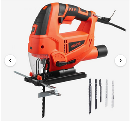 VEVOR Jig Saw, 6.5 Amp, 3000 SPM Blade Speed, Electric Jigsaw with 6 pcs Blades, LED Light, 6 Variable Speed, 0- 45° Bevel Cuts, 4 Orbital Settings for Straight/Circle Cutting, for Wood and Metal