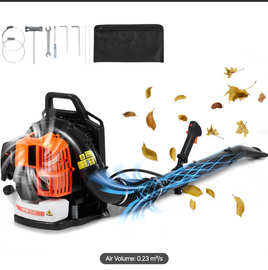VEVOR Backpack Leaf Blower, 63CC 2-Cycle Gas Leaf Blower with 1.89L Fuel Tank, 1110CFM Air Volume 220MPH Speed, Ideal for Lawn Care, Leaf Cleaning, and Snow Remova