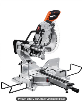 VEVOR Sliding Compound Miter Saw, 12-Inch Blade, 15 Amp Motor, 60-Tooth, Corded Double Bevel Sliding Miter Saw, LED Precision Alignment, Angle Adjustable, for Wood, Composite Decking, Laminates