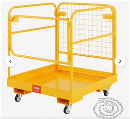 VEVOR Forklift Safety Cage, 1200 lbs Load Capacity, 36 x 36 inches Folding Forklift Work Platform with Lockable Swivel Wheels, Drain Hole & Device Chain, Holds 1 to 2 Adults, Perfect for Aerial Work