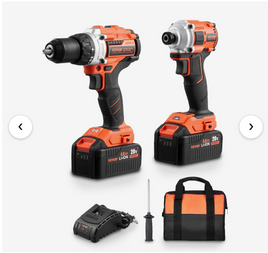VEVOR Tool Combo Kit, 20V Max Cordless 2-Tool Combo Kit, with 1/2 in Impact Drill, 1/4 in Impact Driver, Compact Cordless Power Tool Combo Kit with 4.0 Ah Batteries, Screws, Charger, and Cloth Bag