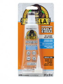 GORILLA GLUE 108324 2.8 OZ CLEAR 100% SILCONE WATERPROOF CAULK & SEAL