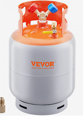 VEVOR Refrigerant Recovery Tank, 30 LBS Capacity, 400 psi Portable Cylinder Tank with Y-Valve for Liquid/Vapor, High-sealing Recovery Can for R22/R134A/R410A, Orange+Gray