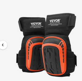 VEVOR Knee Pads for Work, Extended Heavy Duty Construction Knee Pads with 2 Extension Straps, Anti-slip Foam Gel Knee Pads, Men & Women, for Gardening Flooring Roofing and Cleaning, Black and Orange