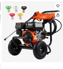 als VEVOR Gas Pressure Washer, 3500 PSI 2.6 GPM, Gas Powered Pressure Washer with Aluminum Pump, Spray Gun and Extension Wand, 5 Nozzle Set, for Cars, Fences, Homes, Driveways, Patios, Furniture, Horizontal