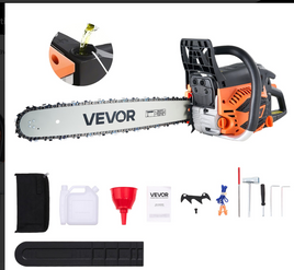 VEVOR 62 cc Gas Chainsaw, 20 inch Gas Powered Chainsaw, 3.8 HP Power Chain Saw with Non-Slip Handle, Gas-Powered Chainsaws with Dual Fuel Tanks, For Wood Cutting, Tree Trimming, and Land Clearing 4.1
