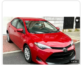 CAR-14  2017 Red Toyota Corolla Car Rental Sedan 10/2024 VIN#2T1BURHE6HC879376 Oil Plate  A50JKA Rental