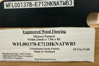 HAWA ENGINEERED AMERICAN HICKORY NATURAL COLOR 9/16in (3mm) x 7.5in x RL14/3x190x400-1900mm, RL, 31.08 sf/c, 35/pal, 735 ctns/21 pal/40'FCL, 58 lbs per ctn