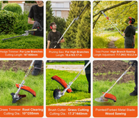 VEVOR 52CC 6-in-1 Multi-Functional Trimming Tools, Gas Hedge Trimmer, Weed Eater, String Trimmer, Brush Cutter, Edger, Pole Saw Chainsaw Pruner with Extension Pole