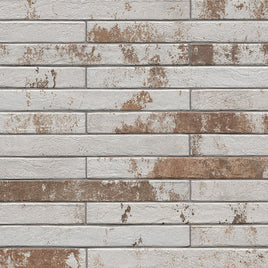 BRICKSTONE RUSTIQUE WHITE 2 X 18  BRICK  MATTE 32pcs/box.  2112pcs/crate