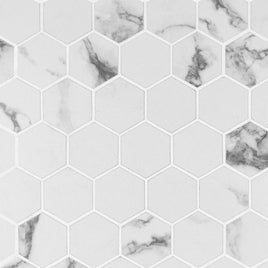 PIETRA STATUARIO 2 X 2 MATTE HEXAGON MOSAIC       8pcs/box.   504pcs/crate.   7.76sqft/box